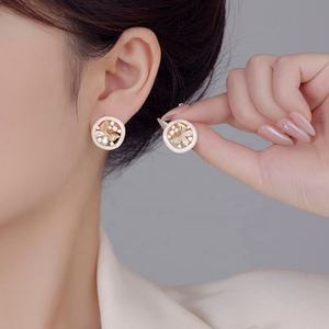 Sweet Dripping Oil Zircon Tulip Butterfly 925 <b>Silver</b> <b>Stud</b> <b>Earrings</b> Trendy Simple Style Genuine Gold Electroplating Women Gift - Product Image 2