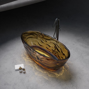 <span class=keywords><strong>Baignoire</strong></span> ovale à motif ondulé, indépendante et intégrée, pour hôtel, maison d'hôtes, en résine colorée, transparente, en cristal - Product Image 4