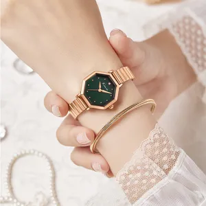 Relógio feminino luxo pulseira aço inoxidável, relógio quartz pulseira