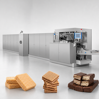 Machine automatique commerciale de fabrication de gaufrettes, ligne de production complète de snacks enrobés de chocolat