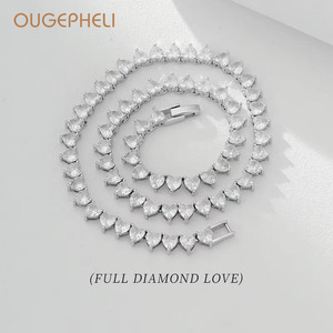 Collar OUGEPHELI de Plata de Ley S925 con Circonita, Estilo Hip-hop Cubano, para Hombre y Mujer - Product Image 1