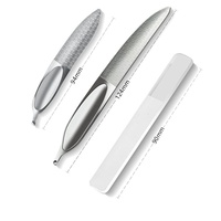 Lot de 2 mini-limes à ongles incurvées en acier inoxydable, outil professionnel double face portable pour polissage des ongles, bande de polissage durable