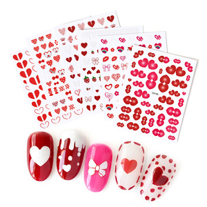 Pegatinas de Uñas 3D con Diseño de Fresas y Letras de Amor para San Valentín 2025, 6 Colores, Corazón Rojo, Decoración de Uñas - Product Image 4