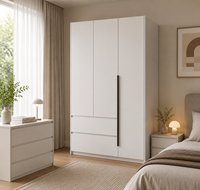 Armoire de chambre à coucher moderne en bois massif avec panneaux, taille et design personnalisables