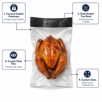 Sacs sous vide transparents de qualité alimentaire, pochettes thermoscellables pour viande cuite, boulettes de poisson, aliments surgelés, stockage au congélateur, personnalisables
