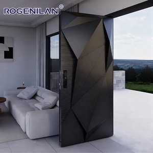 Portes d'entrée modernes en aluminium Rogenilan, sculptées en 3D, portes extérieures <span class=keywords><strong>de</strong></span> sécurité antivol, porte principale pour maisons - Product Image 6