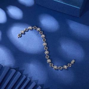 สร้อยข้อมือเซอร์โคเนียทรงลูกบาศก์5A กลมสำหรับผู้หญิงสร้อยข้อมือทองเหลืองติดเพชรหรูหราป้องกันการเสื่อมเสียคุณภาพสูง - Product Image 2