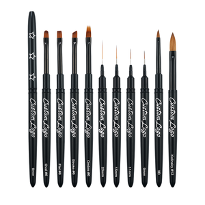 Mango <span class=keywords><strong>de</strong></span> metal degradado Muliti tipo Oval Poly Gel Nail Thin Liner Art 3D Brush Set Pure Kolinsky Acrylic Nail Brush - Product Image 2