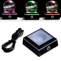 Base d'éclairage LED USB moderne en gros avec interrupteur tactile pour cube de cristal, ornement, décoration intérieure, cadeau