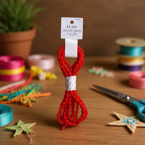 Ruban Pompon Ilan 1Cm X 3M Rouge Décoration Artisanale - Product Image 3