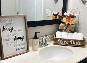 Ferme rustique bonjour doux joues porte-papier hygiénique accessoires de salle de bain porte-shampooing multifonction organisateur étagère en tissu - Product Image 6