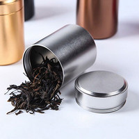 Vente en gros de boîte ronde en métal noir mat en aluminium pour thé en acier 100ml de suppléments de café en poudre avec couvercle