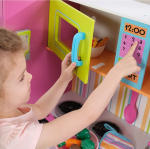 Cocina de Juguete de Madera Colorida para Niños, Juego de Cocina de Simulación con Refrigerador y Microondas, Certificado por ASTM, Juego de Roles para Niños Pequeños - Product Image 4