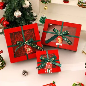 Caja de Regalo Navideña de Cartón Corrugado Rígido Ecológico con Ventana Transparente, Juego de Cajas con Forro de Esponja, Empaque de Lujo para Regalos de Fiesta - Product Image 1
