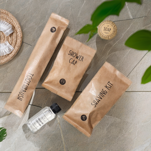 Eco Friendly Biodegradable Disposable Hotel Amenities <b>Set</b> with Moisturizing Mini Shower Gel Shampoo Straw Toothbrush <b>Soaps</b> - Product Image 2