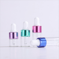 1ml 2ml 3ml Mini-Glas-Tropf flasche Klare bernstein farbene kleine Glas proben flaschen mit schwarzer silberner Kappe