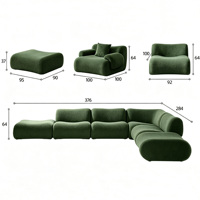 Canapé modulaire sectionnel compressé, canapé de sol capitonné tout en mousse vert, canapé paresseux à modules détachables pour salon