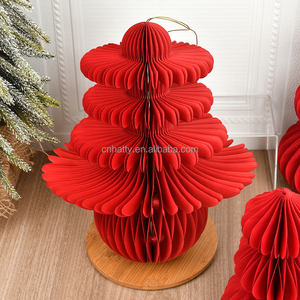 Boule de Noël en papier nid d'abeille, écologique, en forme de tour, multicolore, imperméable, centre de table personnalisé, décoration d'hiver - Product Image 6