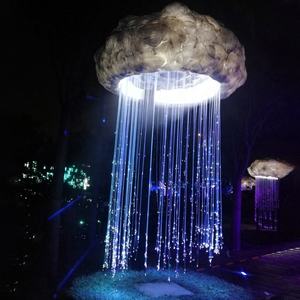 תאורת פטריות סיב אופטי RGB עם אפקט וילון מים ענן, עמיד למים לשימוש חיצוני, לקישוט גינה קסומה. - Product Image 6