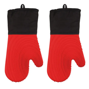Printed Style Silicone <b>Oven</b> Mitts Kitchen Heat-Resistant Thickened <b>Gloves</b> - Product Image 1
