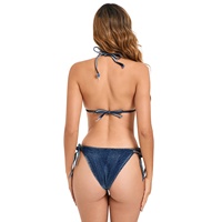 2527 #   Bikini en jean sexy à une barre, tenue de scène LED pour groupe de filles DJ, Gogo, spectacle de nuit, danse Bgo Point, tenue de danse avec ceinture