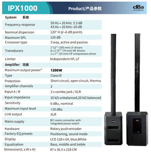 IPx1000 12 इंच 1200 वाट कॉलम पूरी रेंज mp3 क्लास डी-3 तरह से सक्रिय और निष्क्रिय <span class=keywords><strong>2</strong></span> चैनल सक्रिय पूर्ण रेंज स्पीकर - Product Image 2