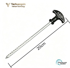 YCX DIY Tent Pegs Stainless Steel 13 1/2in Threaded Fishing Ground <b>Nails</b> with Straight Plastic Handle All Seasons Use - Product Image 6