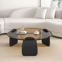 Table d'appoint ronde en verre de style nordique moderne et minimaliste, petite table basse tendance pour salon, décoration créative pour la maison
