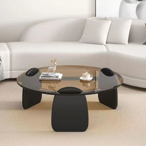 Tavolino Rotondo in Vetro Moderno e Minimalista, Stile Nordico di Lusso, Piccolo Tavolo <span class=keywords><strong>da</strong></span> <span class=keywords><strong>Salotto</strong></span>, Arredamento Trendy per la Casa, Tavolino <span class=keywords><strong>da</strong></span> Caffè dalla Forma Creativa - Product Image 3