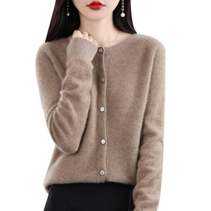 Cárdigan de Lana Tejida de Primera Calidad para <span class=keywords><strong>Mujer</strong></span>, Otoño-Invierno, Corte Holgado, Cuello Halter con Cordones, Forro de Lana - Product Image 4