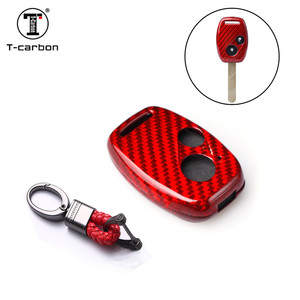 Funda de Fibra de Carbono para Llave de 2 Botones, Color Rojo, para <span class=keywords><strong>Honda</strong></span> CR-V Odyssey Pilot - Product Image 1