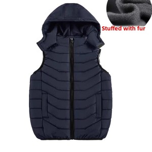 <span class=keywords><strong>Gilet</strong></span> épais en polyester pour garçons, nouvelle collection Printemps-Automne-Hiver 2026, avec capuche amovible, fermeture éclair, couleur unie - Product Image 4