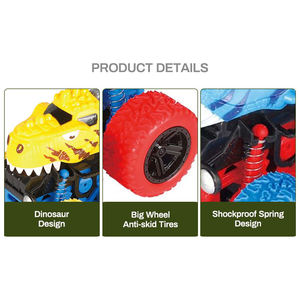 Voiture dinosaure à inertie à grande roue rotative à 360° à l'échelle 1:36, 4 couleurs, suspension à ressort, boîte de présentation de 12 pièces, cadeau pour enfants - Product Image 4