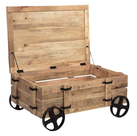 Table basse industrielle enroulable avec espace de rangement design solide vintage