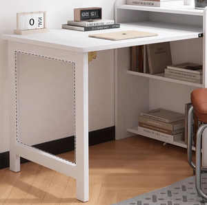 Bureau pliant en bois massif et bibliothèque - Design d'angle multifonctionnel contemporain pour petit appartement, maison/bureau - Product Image 3