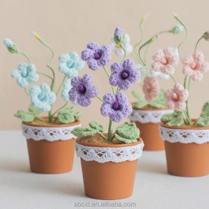 Decoración para Auto, Flor de Fresia Tejida a Mano, Planta en Maceta de Crochet Hecha a Mano - Product Image 1