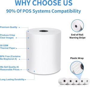 80x80mm fabrieksgecustomizeerde 48g/70g POS kassabon thermische papierrol - Product Image 5