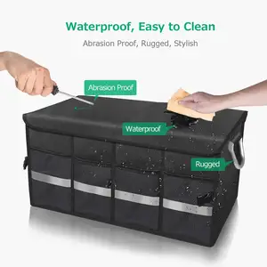 Factory Wholesale Car Trunk Organizer Collapsible Foldable Large Capacity Drive Auto Car Trunk Storage Organizer With Lid Cover