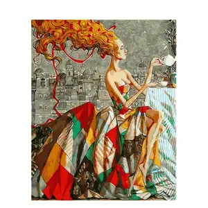 CHENISTORY 991872 Kit Pittura a Numeri Fai-da-Te Donna dai Capelli Lunghi, <span class=keywords><strong>Quadro</strong></span> su <span class=keywords><strong>Tela</strong></span> da Colorare per Decorazione Murale - Product Image 1