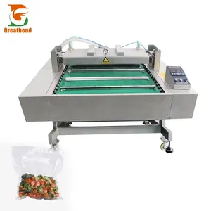 China Automatic High Efficiency Meat Food Roll Belt Type Industrial Continuous Conveyor Vacuum Sealing Packing Machine