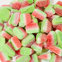 Bonbons gélifiés fruités à la pastèque, forme de dessin animé, multicolores, doux, personnalisables, fabriqués en Chine, en sachet, par usine OEM
