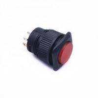 Interrupteur en plastique d'alimentation d'usine 1A 250V interrupteur à bouton-poussoir lumineux 16mm avec lumière rouge 2v