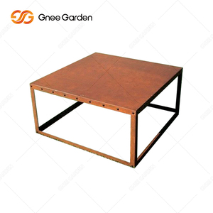 Petites tables de jardin Table basse cube de patio en acier corten pour balcon - Product Image 1