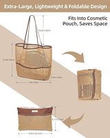 Mesh strandtas voor dames, bovenrits, 11 vakken, afneembaar tasje, machinewasbaar, chique zomerhandtas