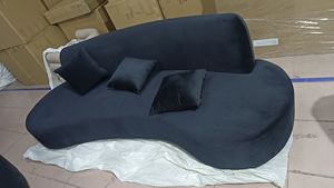 Sofá de terciopelo de lujo nórdico, sofá de forma curva, sala de estar, sofá seccional medio redondo de brazo bajo moderno - Product Image 3