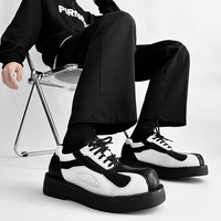 Chaussures Derby Vintage Noires et Blanches pour Hommes, Respirantes, à Semelles Épaisses Antidérapantes et Résistantes à l'Usure, Rehaussantes, Idéales pour le Bureau et la Carrière