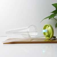 Bouteille en PET cylindrique lumineuse LED de marque Eshun, avec couvercle à paille, réutilisable, idéale pour les fêtes/bar/jus, logo personnalisé disponible