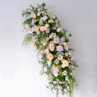 Décor mural de fleurs artificielles vertes pour mariage, vente en gros, conception personnalisée, décoration événementielle, fournisseur d'usine, commande en gros