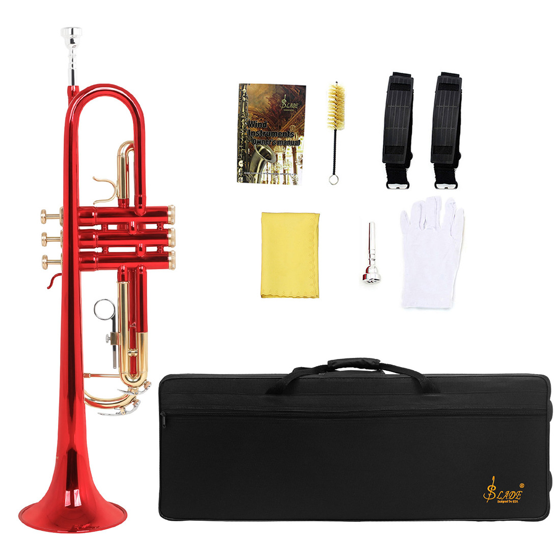 SLADE B-flat Brass Trumpet - Beginner-Friendly Gold Lacquered