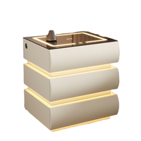 Commode moderne simple avec plateau en verre, 3 tiroirs, charge sans fil, serrure à code, audio Bluetooth, lumière tricolore, intelligente, chambre à coucher, hôtel